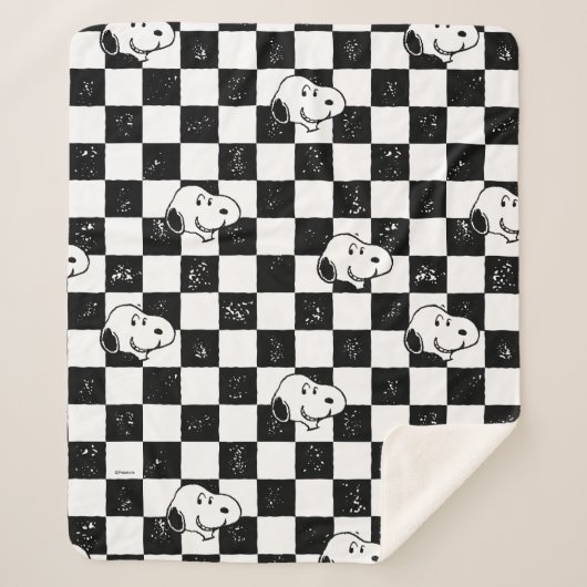 Peanuts | Snoopy geruite vlag Sherpa Deken (Voorkant)