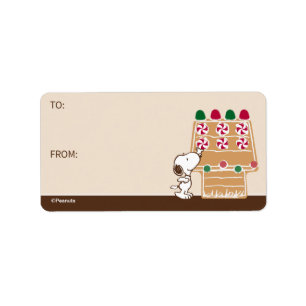 Peanuts   Snoopy Gingerbread House Cadeau Label