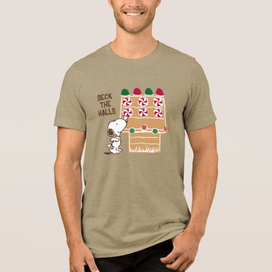 Peanuts | Snoopy Gingerbread House Tri-Blend Shirt (Voorkant)