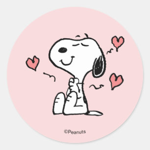 Peanuts Snoopy Hartjes Ronde Sticker