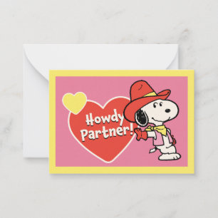 Peanuts Snoopy Howdy Valentijn Notitiekaartje