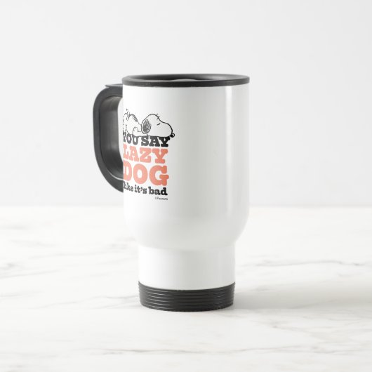 Peanuts | Snoopy je zegt luie hond alsof het slech Reisbeker (Voorkant links)