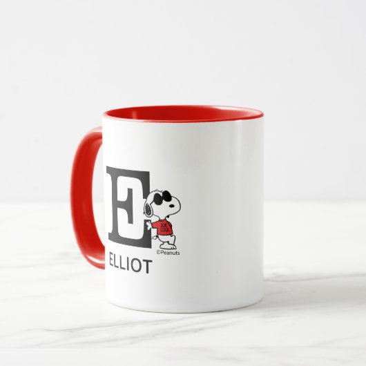 Peanuts | Snoopy "Joe Cool" | Naam & Monogram E Mok (Voorkant links)