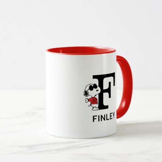 Peanuts | Snoopy "Joe Cool" | Naam & Monogram F Mok (Voorkant rechts)