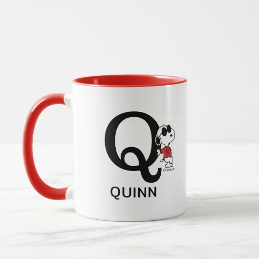 Peanuts | Snoopy "Joe Cool" | Naam & Monogram Q Mok (Links)