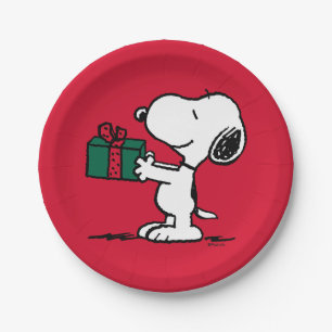 Peanuts   Snoopy Kerstcadeau Giver Papieren Bordje