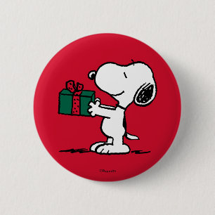 Peanuts Snoopy Kerstcadeau Giver Ronde Button 5,7 Cm