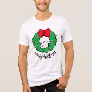 Peanuts Snoopy Kerstkrans en strik Tri-Blend Shirt