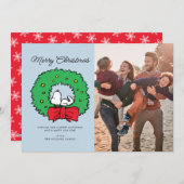 Peanuts | Snoopy Kerstkrans Feestdagenkaart (Voorkant / Achterkant)