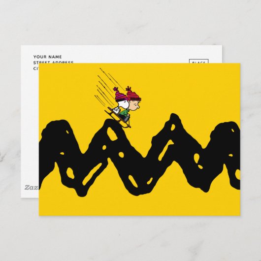 Peanuts | Snoopy & Linus Sled Ride Briefkaart (Voorkant / Achterkant)