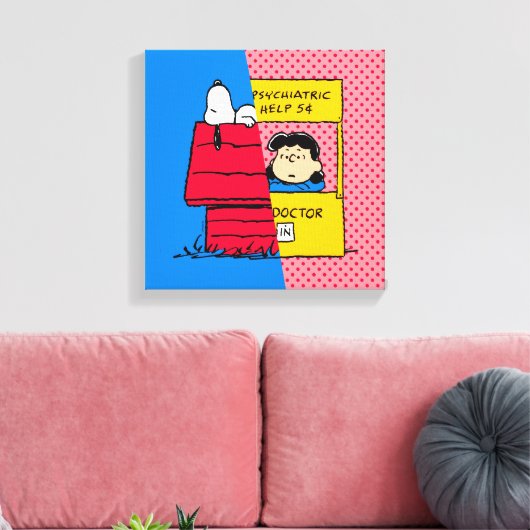Peanuts | Snoopy & Lucy half & half Canvas Afdruk (Insitu (Woonkamer))