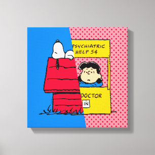 Peanuts   Snoopy & Lucy half & half Canvas Afdruk