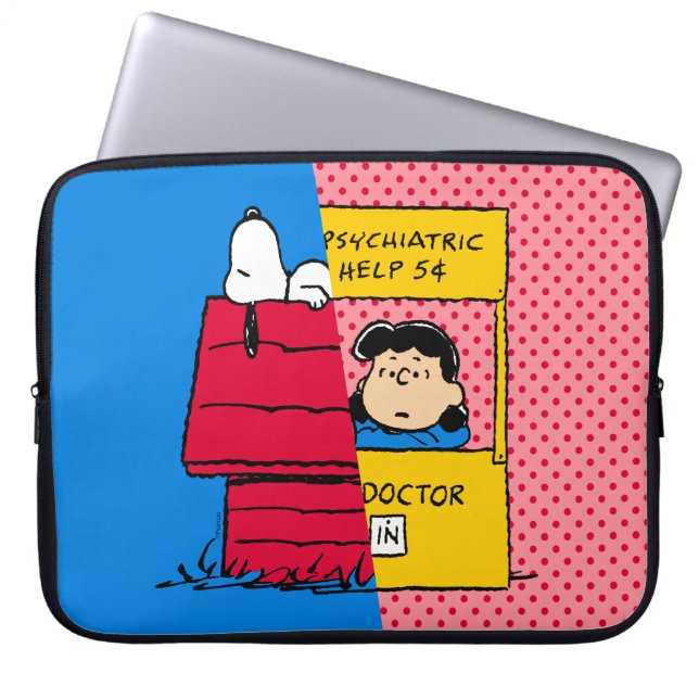 Peanuts | Snoopy & Lucy half & half Laptop Sleeve (Voorkant)