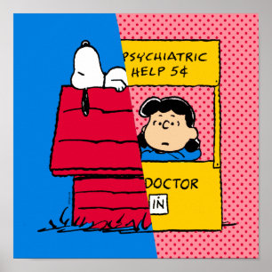 Peanuts   Snoopy & Lucy half & half Poster