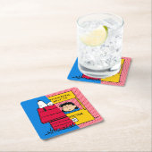 Peanuts | Snoopy & Lucy half & half Vierkante Kartonnen Onderzetter (Insitu)