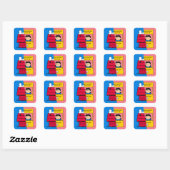 Peanuts | Snoopy & Lucy half & half Vierkante Sticker (Vel)