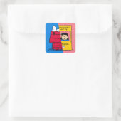 Peanuts | Snoopy & Lucy half & half Vierkante Sticker (Tas)