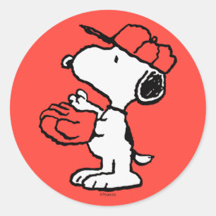 Peanuts Snoopy Making the Catch Ronde Sticker