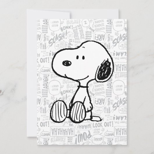 PEANUTS | Snoopy on Black White Comics Kaart (Voorkant)