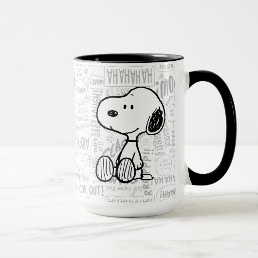 PEANUTS | Snoopy on Black White Comics Mok (Rechts)