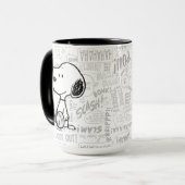 PEANUTS | Snoopy on Black White Comics Mok (Voorkant links)