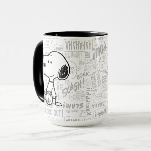 PEANUTS | Snoopy on Black White Comics Mok (Voorkant links)