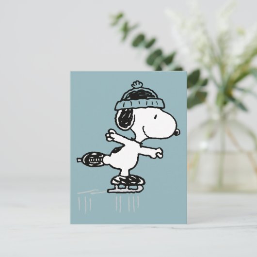 Peanuts | Snoopy op ijs Briefkaart (Staand voorkant)