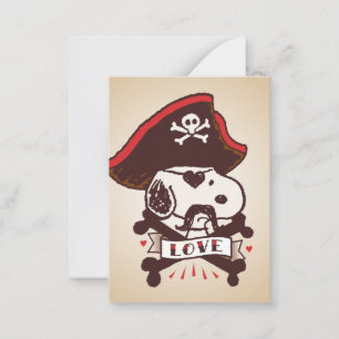 Peanuts Snoopy Piraat Tattoo Valentijn Notitiekaartje