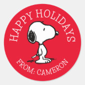 Peanuts | Snoopy PRETTIGE FEESTDAGEN | Ronde Sticker (Voorkant)