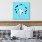 Peanuts | Snoopy probeert iets nieuws Canvas Afdruk (Insitu (Slaapkamer))