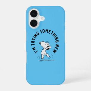 Peanuts Snoopy probeert iets nieuws iPhone 16 Hoesje