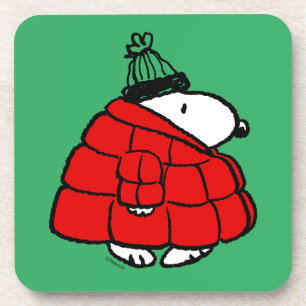 Peanuts Snoopy Red Puffer Jacket Bier Onderzetter