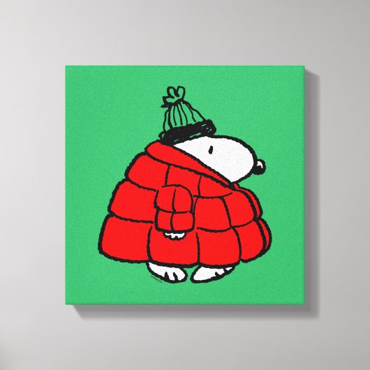 Peanuts | Snoopy Red Puffer Jacket Canvas Afdruk (Voorkant)