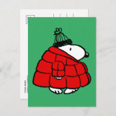 Peanuts | Snoopy Red Puffer Jacket Feestdagenkaart (Voorkant / Achterkant)