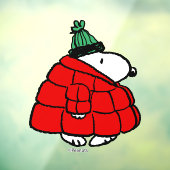 Peanuts | Snoopy Red Puffer Jacket Raamsticker (Vel 3)