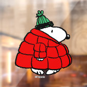 Peanuts | Snoopy Red Puffer Jacket Raamsticker (Vel 2)