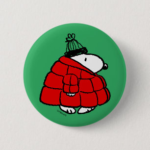 Peanuts   Snoopy Red Puffer Jacket Ronde Button 5,7 Cm