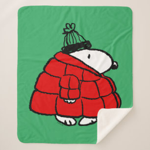 Peanuts   Snoopy Red Puffer Jacket Sherpa Deken