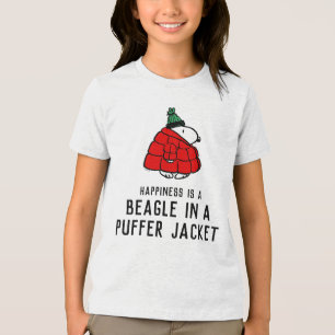 Peanuts Snoopy Red Puffer Jacket Tri-Blend Shirt
