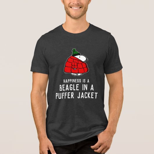 Peanuts | Snoopy Red Puffer Jacket Tri-Blend Shirt (Voorkant)