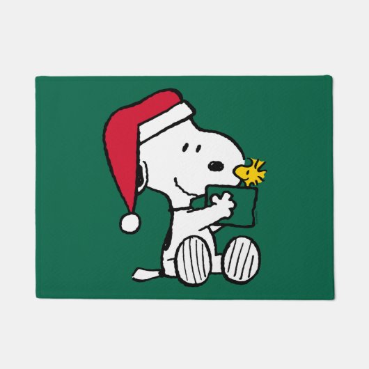Peanuts | Snoopy Santa & Woodstock Gift Deurmat (Voorkant)