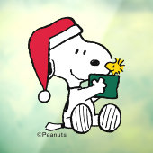 Peanuts | Snoopy Santa & Woodstock Gift Raamsticker (Vel 3)