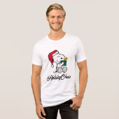 Peanuts | Snoopy Santa & Woodstock Gift Tri-Blend Shirt (Voorkant volledig)