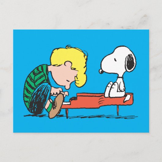 Peanuts | Snoopy & Schroeder aan de Piano Briefkaart (Voorkant)