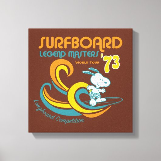 Peanuts | Snoopy Surfboard wedstrijd Canvas Afdruk (Voorkant)