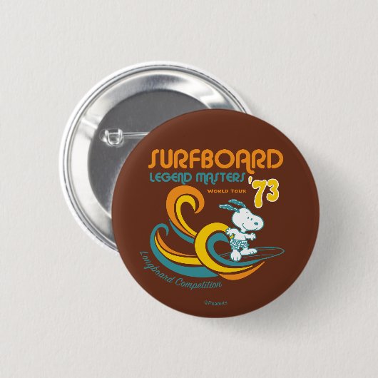Peanuts | Snoopy Surfboard wedstrijd Ronde Button 5,7 Cm (Voorkant /achterkant)