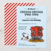 Peanuts Snoopy | Trein 2e verjaardagsfeestje Kaart (Voorkant / Achterkant)