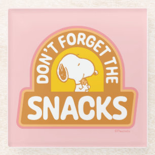 Peanuts Snoopy Vergeet de Snacks niet Glazen Onderzetter