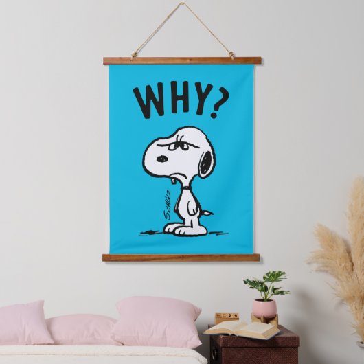 Peanuts | Snoopy vraagt zich af waarom? Hangend Wandkleed (Slaapkamer)