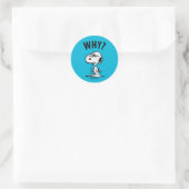 Peanuts | Snoopy vraagt zich af waarom? Ronde Sticker (Tas)